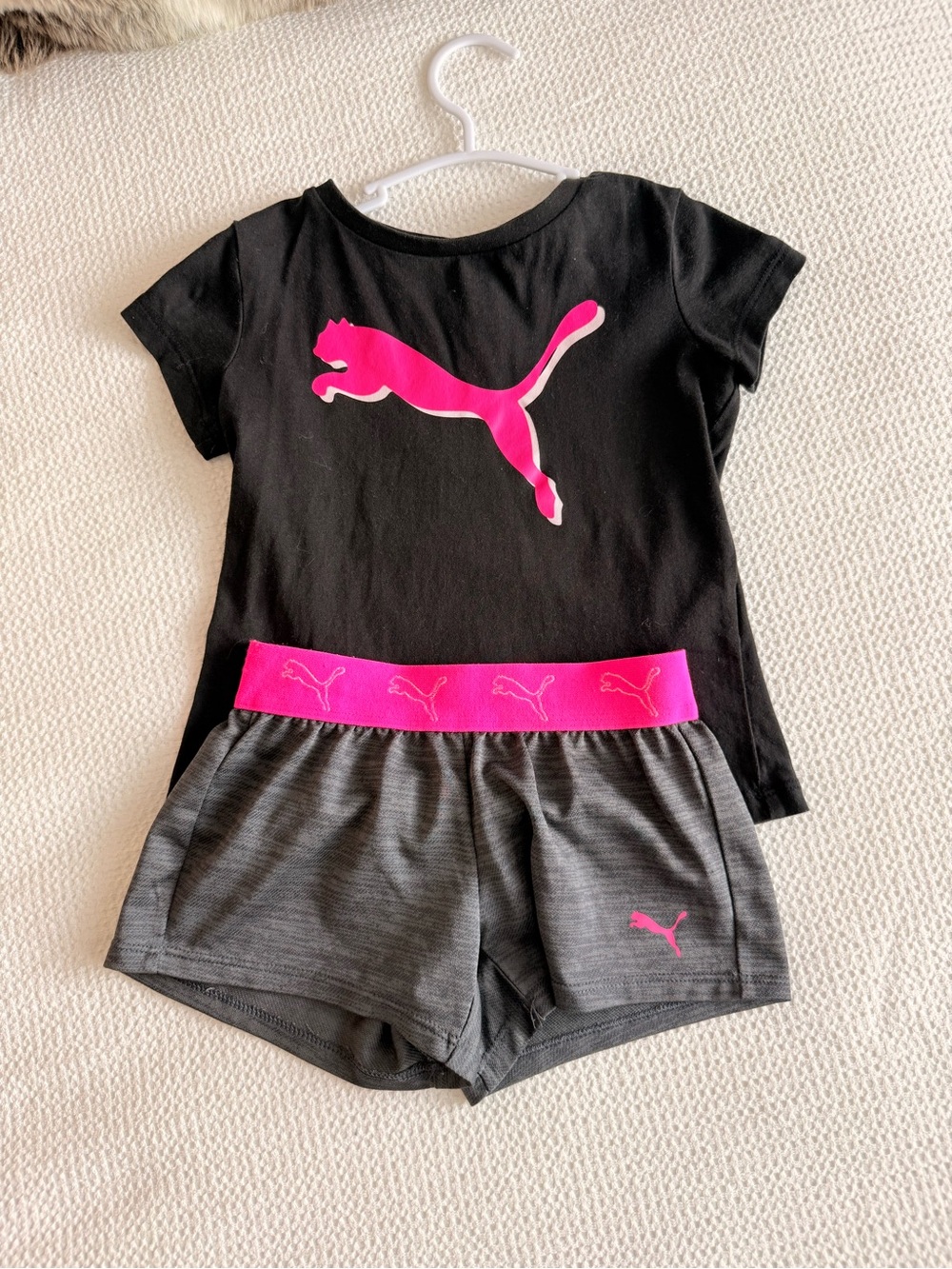 Puma Toddler Girls Black Top & Gray Shorts Set